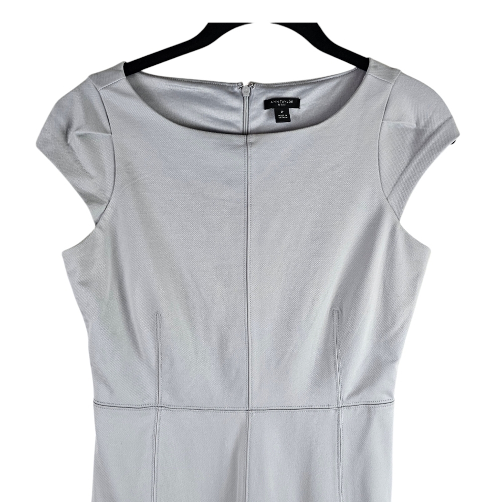 Ann Taylor Grey Seamed Flare Dress in 2P Spring/Summer Dress - Picture 4 of 9